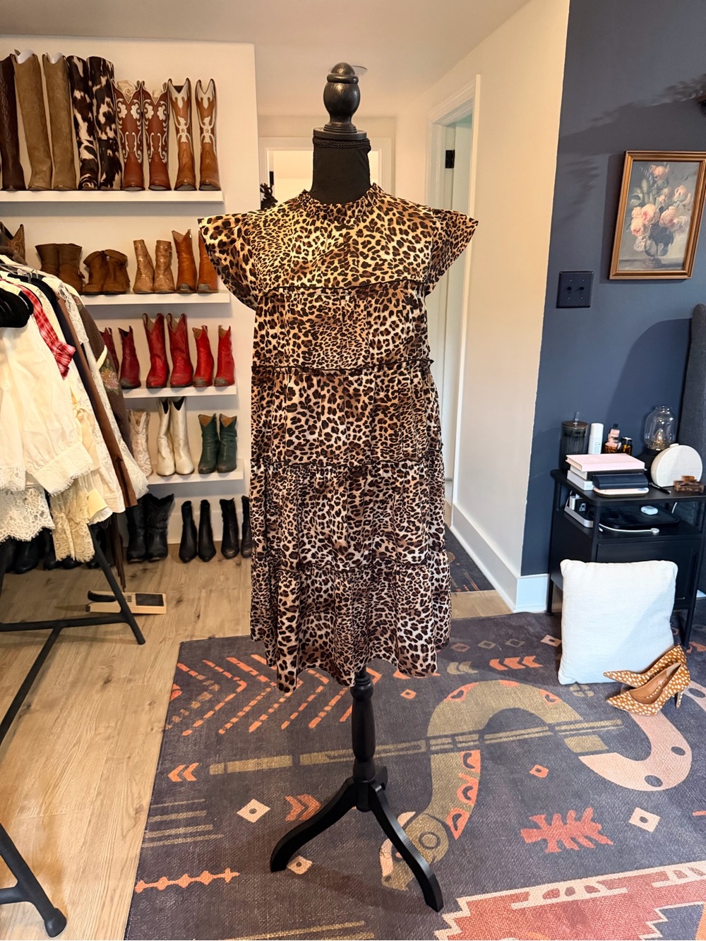 THML Leopard Print Mini Dress in Brown and Black